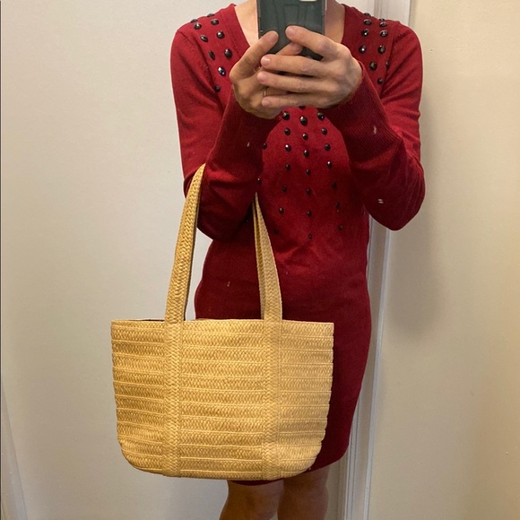 Draper James Elegant Tan Woven Tote Bag - Picture 1 of 7